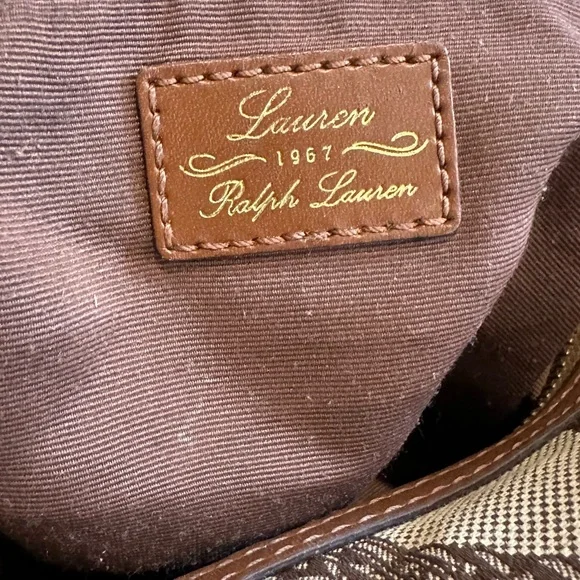 Lauren Ralph Lauren Women’s Brown Leather Trim Equestrian Tote Bag - Picture 10 of 16